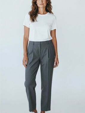Gray Dialogue Classics wool blend pants with subtle vertical stripes, size 18W